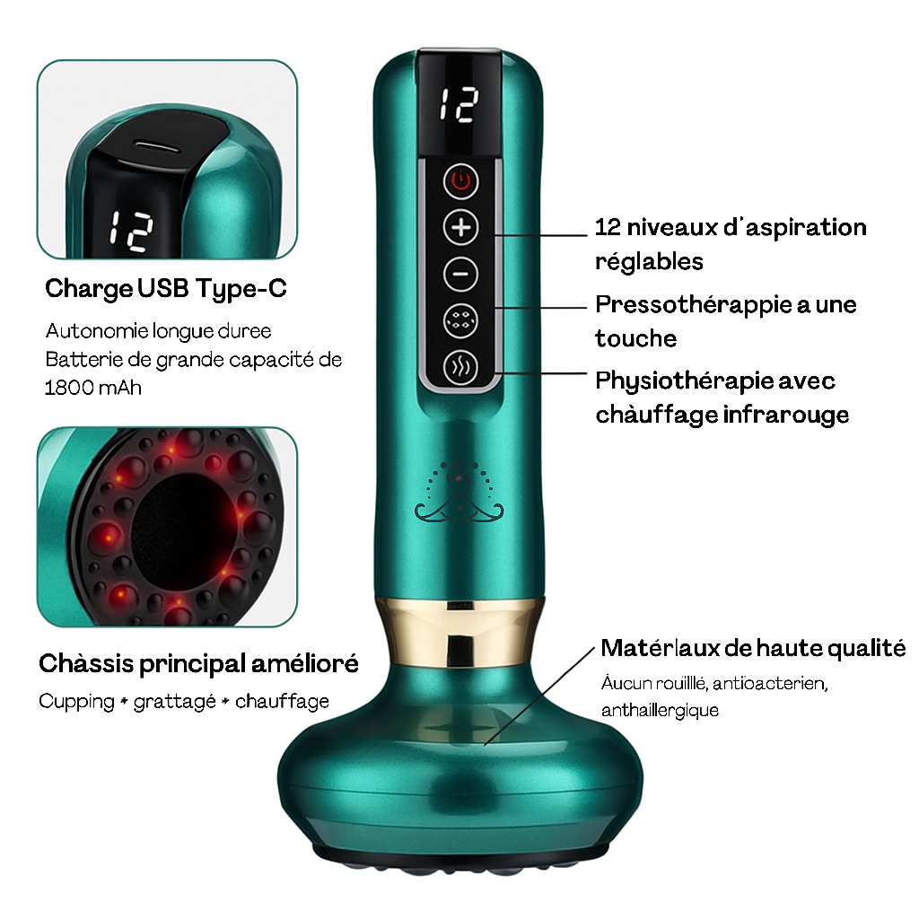 CelluSculpt™ | Appareil de massage 4 en 1 avec ventouses, infrarouge et chaleur – réduit visiblement la cellulite et les vergetures