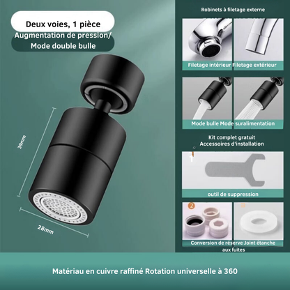 FlexiFlow™ | Rallonge de robinet 360° – flux d’eau flexible et pratique pour tout évier