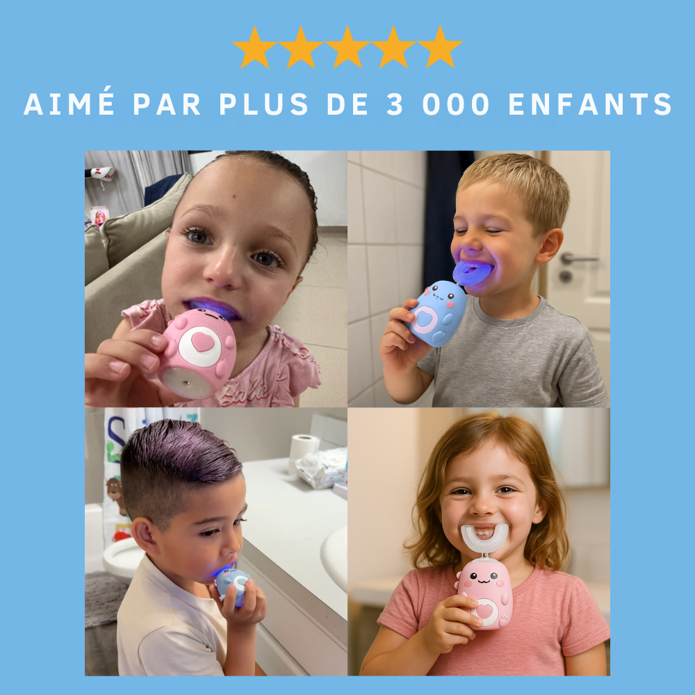 KiddoBrush™ | Brosse à dents ultrasonique U-forme 360° pour enfants – rend le brossage des dents amusant, facile et efficace