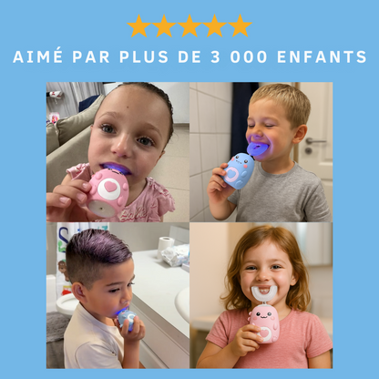 KiddoBrush™ | Brosse à dents ultrasonique U-forme 360° pour enfants – rend le brossage des dents amusant, facile et efficace