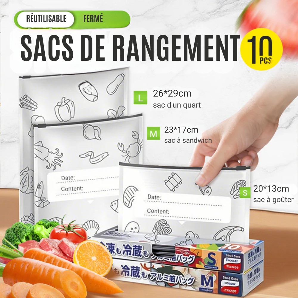 FraisPlus™ | Conservez les aliments frais plus longtemps avec des sacs réutilisables