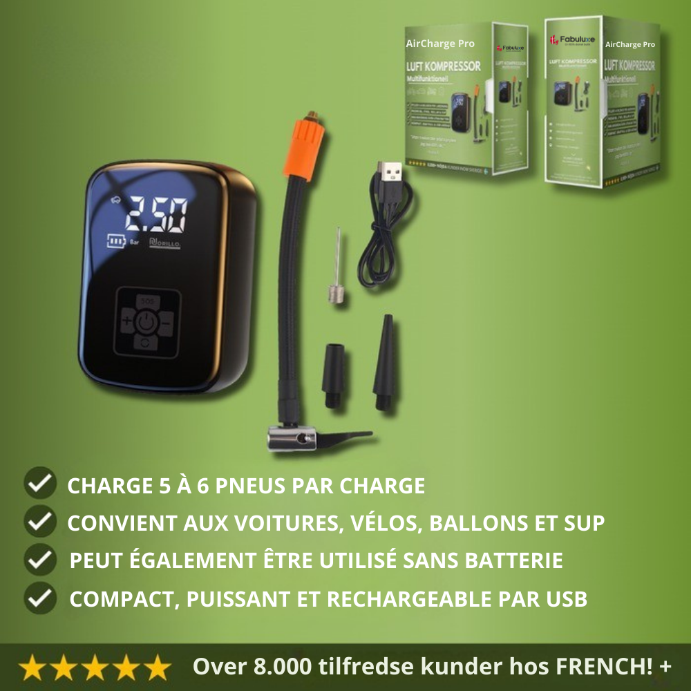 AirCharge Pro™ | Den ultimative bærbare 4-i-1-dækpumpe🚗