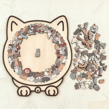 MosaiChat™ | Un puzzle artistique en bois avec des chats dans chaque pièce