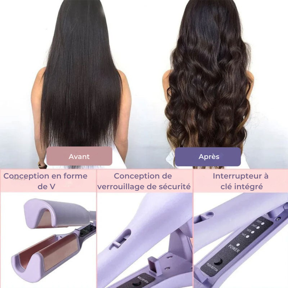 VagueLuxe™ – Le fer à waves qui crée des ondulations françaises élégantes en quelques minutes