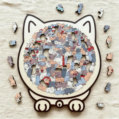 MosaiChat™ | Un puzzle artistique en bois avec des chats dans chaque pièce