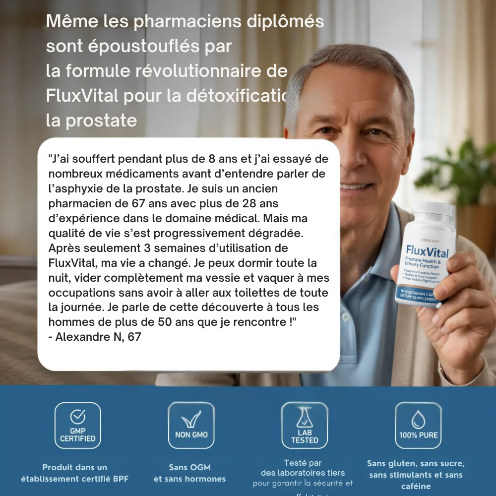 FluxVital™ | Soutien d'un bon flux urinaire et moins de visites nocturnes aux toilettes