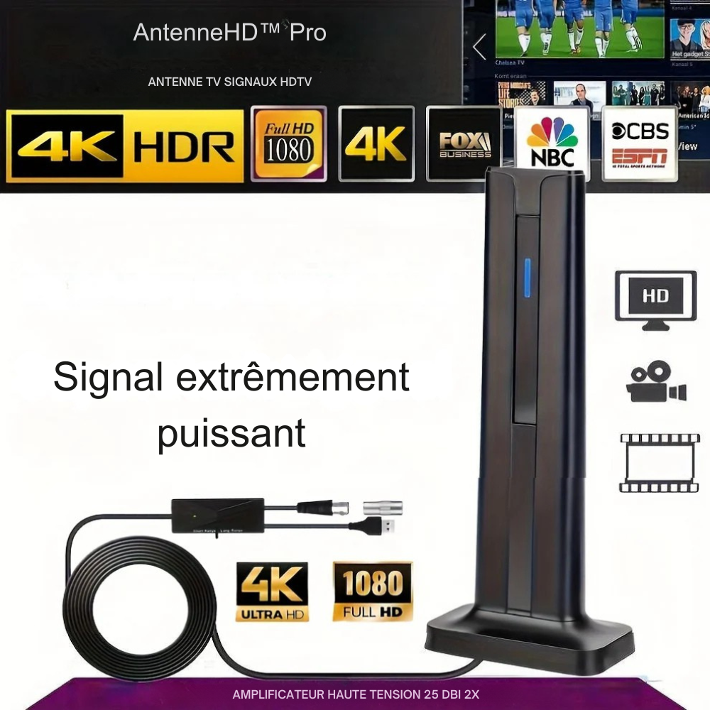 AntenneHD™ Pro – L’antenne haute performance qui capte des chaînes HD gratuites avec une clarté remarquable