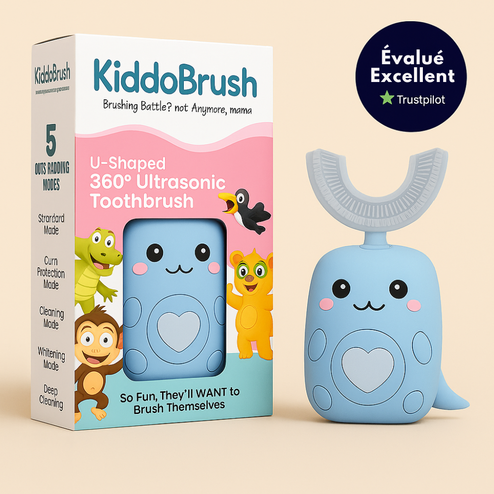 KiddoBrush™ | Brosse à dents ultrasonique U-forme 360° pour enfants – rend le brossage des dents amusant, facile et efficace
