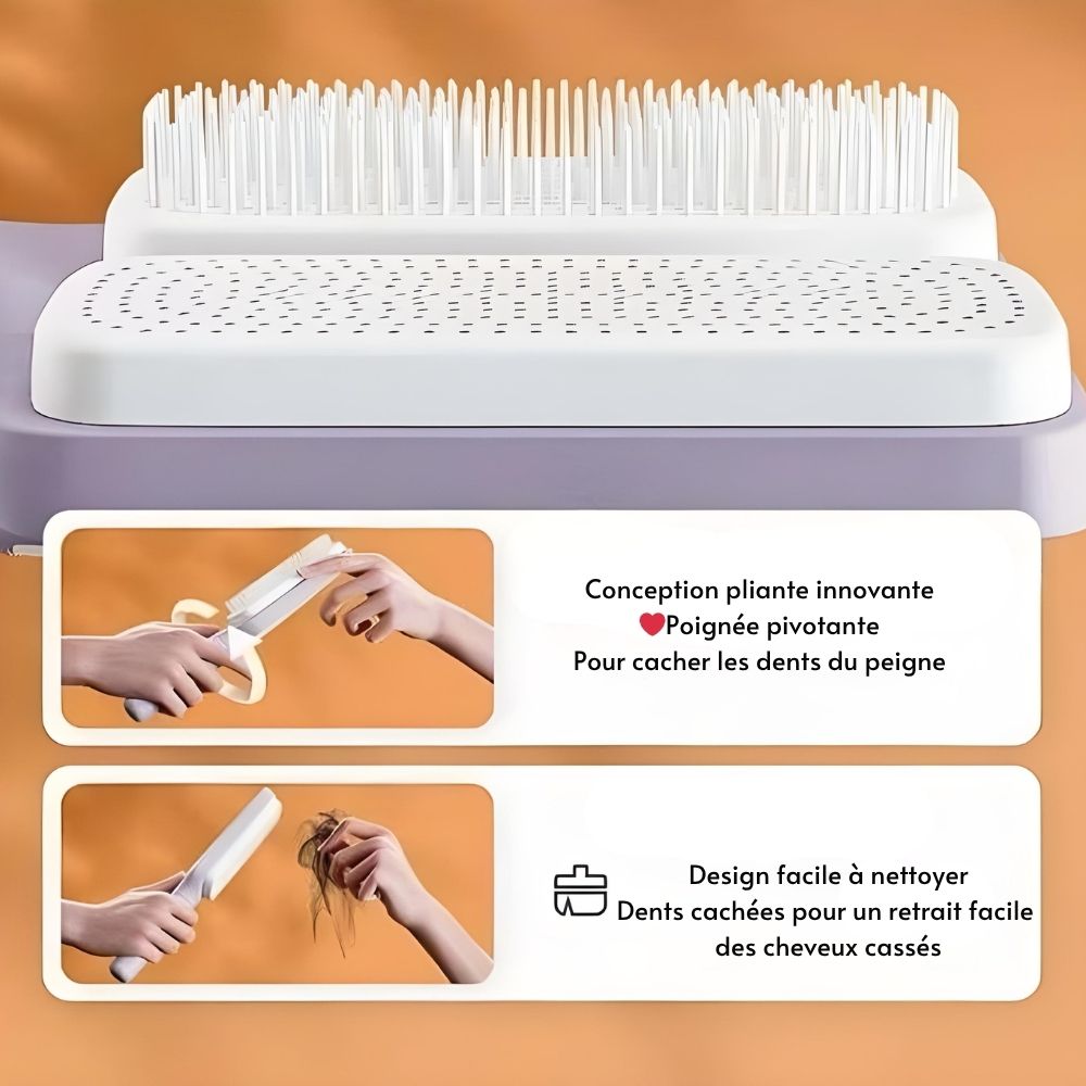BrosseParfaite™ | Brosse à cheveux auto-nettoyante pour un soin des cheveux sans effort