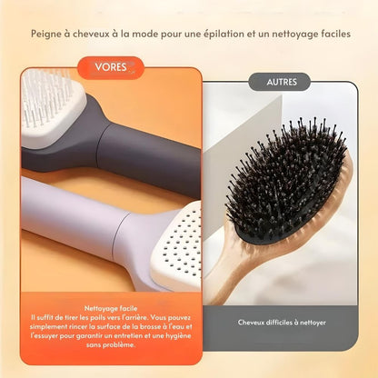BrosseParfaite™ | Brosse à cheveux auto-nettoyante pour un soin des cheveux sans effort