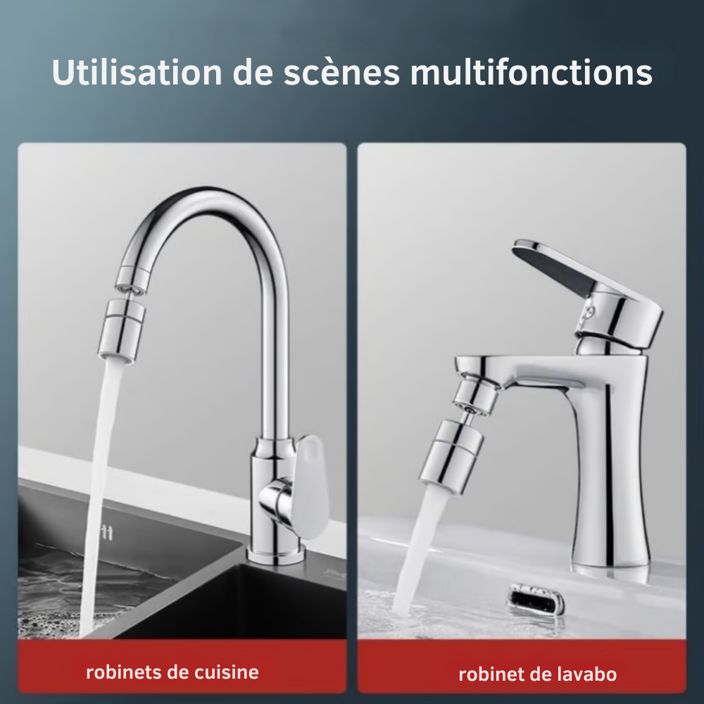 FlexiFlow™ | Rallonge de robinet 360° – flux d’eau flexible et pratique pour tout évier