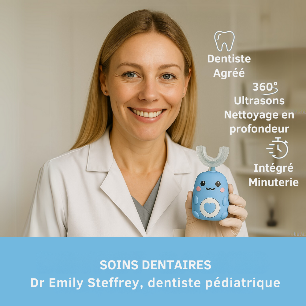 KiddoBrush™ | Brosse à dents ultrasonique U-forme 360° pour enfants – rend le brossage des dents amusant, facile et efficace