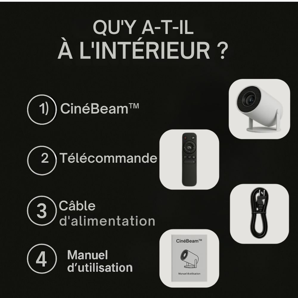 CinéBeam™ – Transformez n’importe quel mur en véritable écran de cinéma
