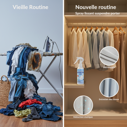 LisseTextile™ – Le spray défroissant qui lisse vos vêtements en quelques secondes