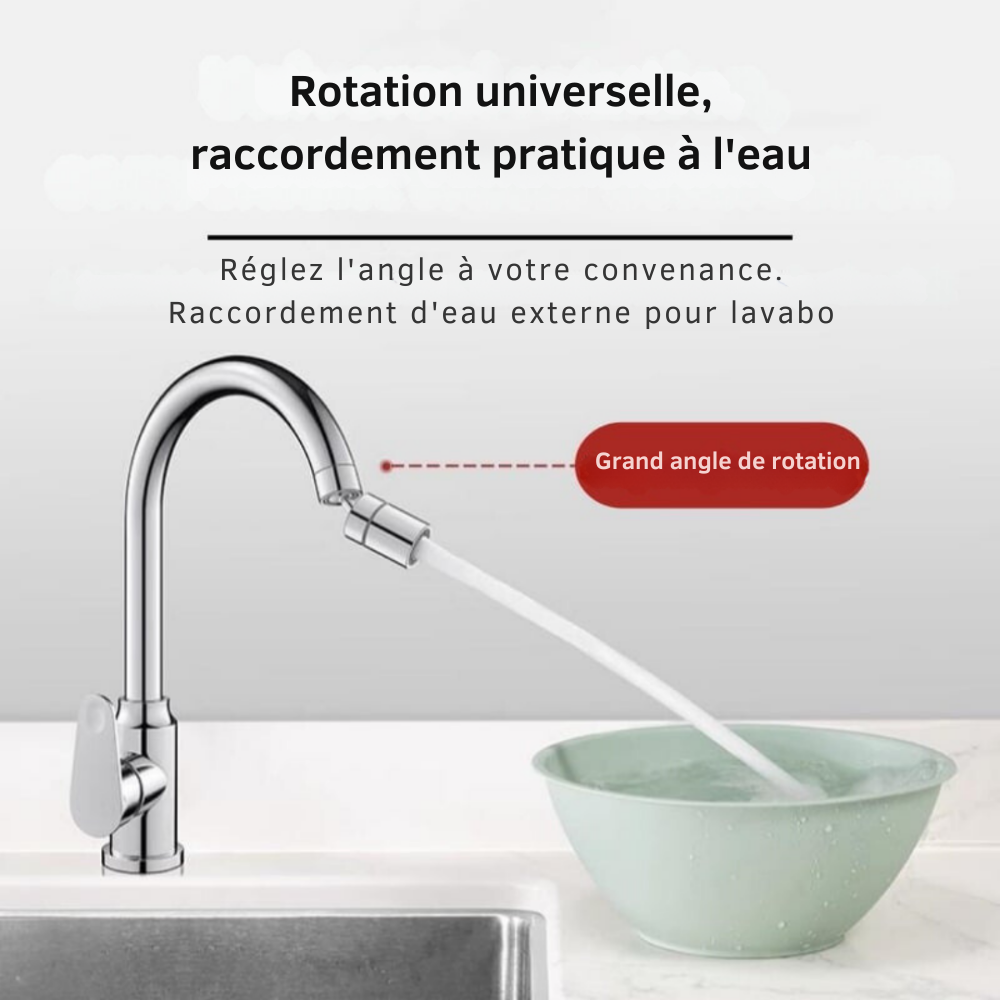 FlexiFlow™ | Rallonge de robinet 360° – flux d’eau flexible et pratique pour tout évier