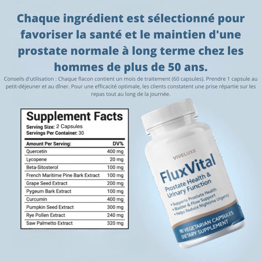 FluxVital™ | Soutien d'un bon flux urinaire et moins de visites nocturnes aux toilettes