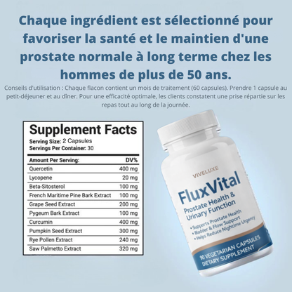 FluxVital™ | Soutien d'un bon flux urinaire et moins de visites nocturnes aux toilettes