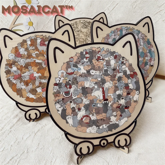 MosaiChat™ | Un puzzle artistique en bois avec des chats dans chaque pièce